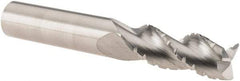 SGS - 3/8" Diam, 1" LOC, 3 Flute Solid Carbide 0.01" Corner Radius Roughing End Mill - Uncoated, 2-1/2" OAL, 3/8" Shank Diam, Single End, Centercutting, 38° Helix - USA Tool & Supply