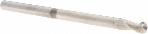 SGS - 6mm Diam, 10mm LOC, 2 Flute Solid Carbide Ball End Mill - TiB2 Finish, Single End, 100mm OAL, 6mm Shank Diam, Spiral Flute - USA Tool & Supply