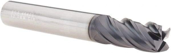 SGS - 12mm, 4 Flute, Single End, Solid Carbide, 0.5mm Corner Radius End Mill - 83mm OAL, Right Hand Flute, 26mm LOC, Right Hand Cut - USA Tool & Supply