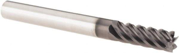 SGS - 1/4", 3/4" LOC, 1/4" Shank Diam, 2-1/2" OAL, 6 Flute, Solid Carbide Square End Mill - Single End, Ti-NAMITE-X Finish, Spiral Flute, 41° Helix, Centercutting, Right Hand Cut, Right Hand Flute, Series 51 - USA Tool & Supply