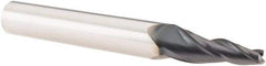 SGS - 7° Taper Angle per Side, 1/16" Small End Diam, 1-1/4" LOC, Solid Carbide 3 Flute Tapered Square End Mill - AlTiN Finish, 4" OAL, 1/2" Shank Diam, Spiral Flute, 28° Helix - USA Tool & Supply