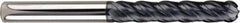 SGS - 8mm Diam, 25mm LOC, 4 Flute Solid Carbide Ball End Mill - AlTiN Finish, Single End, 75mm OAL, 8mm Shank Diam, Spiral Flute - USA Tool & Supply