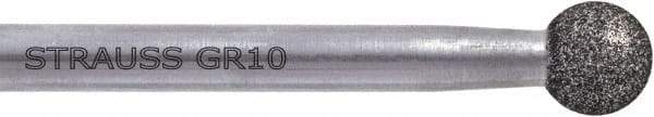 Strauss - 3/8" Head Diam x 3/8" Head Thickness Diamond (Abrasive) Cone Grinding Pin - 3/8" Shank Diam x 4" Shank Length, Medium Grade, (151 Mesh Grit) - USA Tool & Supply