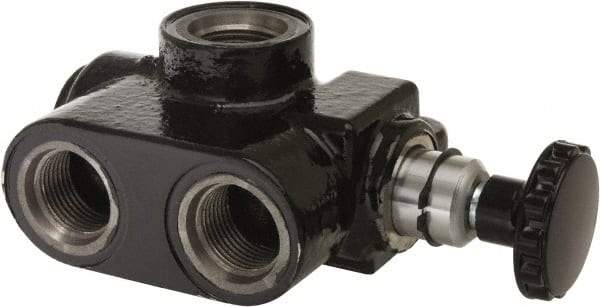 Parker - 30 GPM 3/4 Inlet Cast Iron Hydraulic Control Valve - 1-1/16 - 12 Thread, 3,000 psi, 4" Wide x 6.62" Long - USA Tool & Supply