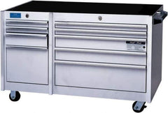 CDI - 9 Drawer Steel/Aluminum/Stainless Steel Tool Roller Cabinet - 45" Wide x 33" High x 24" Deep, Ball Bearing Drawer Slides - USA Tool & Supply