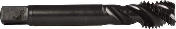 DORMER - M8x1.25 Metric Coarse 3 Flute 6H Modified Bottoming Spiral Flute Tap - Powdered Metal, Oxide Finish, 2-23/32" OAL, Right Hand Flute, Right Hand Thread, Series E008 - Exact Industrial Supply