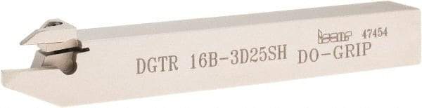 Iscar - External Thread, 1/2" Max Depth of Cut, 3mm Min Groove Width, 120mm OAL, Right Hand Indexable Grooving Cutoff Toolholder - 16mm Shank Height x 16mm Shank Width, DG.. Insert Style, DGT Toolholder Style, Series Do-Grip - USA Tool & Supply