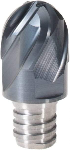 Iscar - MM EB Grade IC908 Carbide Ball Nose Milling Tip Insert - TiAlN Finish, 4 Flutes, 3/4" Cutting Diam, 0.62" Depth of Cut, 1" Extension, 3/8" Cnr Rad, 30° Helix - USA Tool & Supply