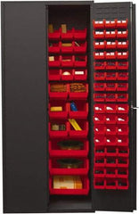 Durham - 138 Bin Storage Cabinet - Steel, 36" Wide x 24" Deep x 84" High, Red - USA Tool & Supply