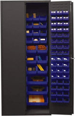 Durham - 138 Bin Storage Cabinet - Steel, 36" Wide x 24" Deep x 84" High, Blue - USA Tool & Supply