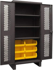 Durham - 3 Shelf 6 Bin Storage Cabinet - Steel, 36" Wide x 24" Deep x 78" High, Yellow - USA Tool & Supply