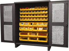 Durham - 54 Bin Storage Cabinet - Steel, 60" Wide x 24" Deep x 78" High, Yellow - USA Tool & Supply