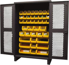Durham - 42 Bin Storage Cabinet - Steel, 48" Wide x 24" Deep x 78" High, Yellow - USA Tool & Supply