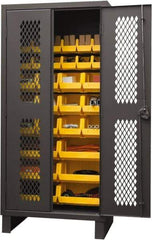 Durham - 30 Bin Storage Cabinet - Steel, 36" Wide x 24" Deep x 78" High, Yellow - USA Tool & Supply