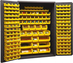 Durham - 186 Bin Storage Cabinet - Steel, 48" Wide x 24" Deep x 72" High, Yellow - USA Tool & Supply