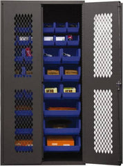 Durham - 30 Bin Storage Cabinet - Steel, 36" Wide x 18" Deep x 72" High, Blue - USA Tool & Supply