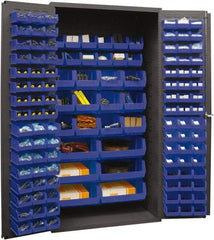 Durham - 126 Bin Storage Cabinet - Steel, 36" Wide x 24" Deep x 72" High, Blue - USA Tool & Supply