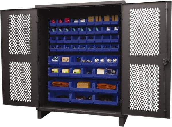 Durham - 54 Bin Storage Cabinet - Steel, 60" Wide x 24" Deep x 78" High, Blue - USA Tool & Supply