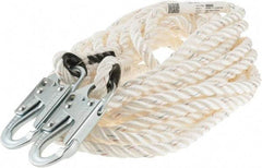 Miller - 50' Long, 310 Lb Capacity, 1 Leg Locking Snap Hook Harness Lanyard - 1-1/2" Diam, Polyester, Locking Snap Hook Anchorage Connection - USA Tool & Supply