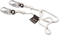 Miller - 4' Long, 310 Lb Capacity, 1 Leg Locking Snap Hook Harness Positioning/Restraint Lanyard - 1-1/2" Diam, Filament Nylon Rope, Locking Snap Hook Anchorage Connection - USA Tool & Supply