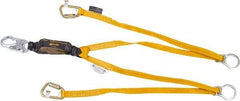 Miller - 6' Long, 310 Lb Capacity, 2 Leg Locking Snap Hook Harness Shock Absorbing Lanyard - 1-1/2" Diam, Polyester Webbing, Locking Snap Hook Anchorage Connection - USA Tool & Supply