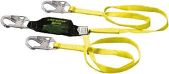 Miller - 6' Long, 310 Lb Capacity, 2 Leg Locking Snap Hook Harness Shock Absorbing Lanyard - 1-1/2" Diam, Polyester Webbing, Locking Snap Hook Anchorage Connection - USA Tool & Supply