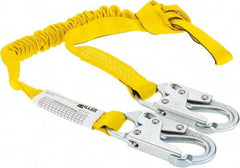 Miller - 6' Long, 310 Lb Capacity, 1 Leg Locking Snap Hook Harness Shock Absorbing Lanyard - 1-1/2" Diam, Polyester Webbing, Locking Snap Hook Anchorage Connection - USA Tool & Supply