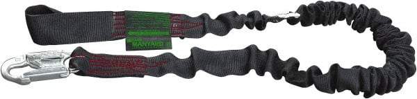 Miller - 6' Long, 310 Lb Capacity, 2 Leg Choke-Off Loop Harness Shock Absorbing Lanyard - 1-1/2" Diam, Nomex/Kevlar Webbing, Locking Snap Hook Anchorage Connection, Safe for Arc Flash Work - USA Tool & Supply