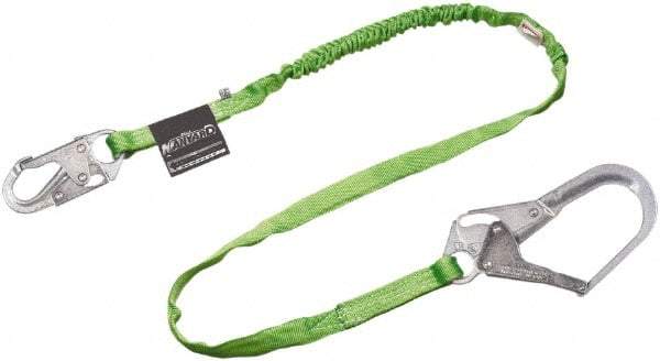 Miller - 6' Long, 310 Lb Capacity, 1 Leg Locking Snap Hook Harness Lanyard - 1-1/2" Diam, Polyester, Locking Rebar Hook Anchorage Connection - USA Tool & Supply