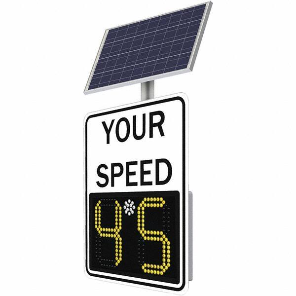 TrafficLogix - "Your Speed", 23" Wide x 29" High, Aluminum Speed Limit Signs - Black on White, High Intensity Reflectivity, Rectangle, Post Mount - USA Tool & Supply