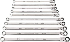 GearWrench - 10 Piece, 1/4" to 3/4", Ratcheting Flexhead Combination Wrench Set - Inch Measurement Standard, Chrome Finish - USA Tool & Supply