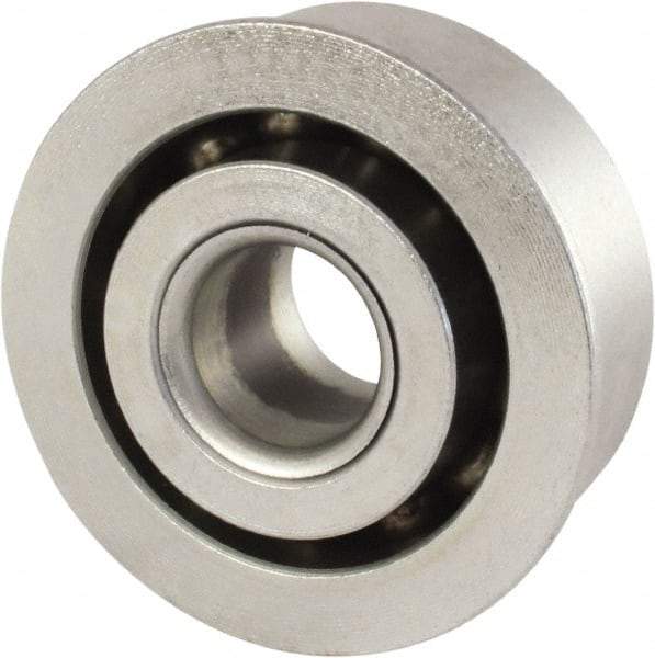 Nice - 1/4" Bore Diam, 7/8" OD, Open Unground Full Complement Radial Ball Bearing - 5/16" Wide, With Flange, 1 Row, Round Bore, 403 Lb Dynamic Capacity - USA Tool & Supply