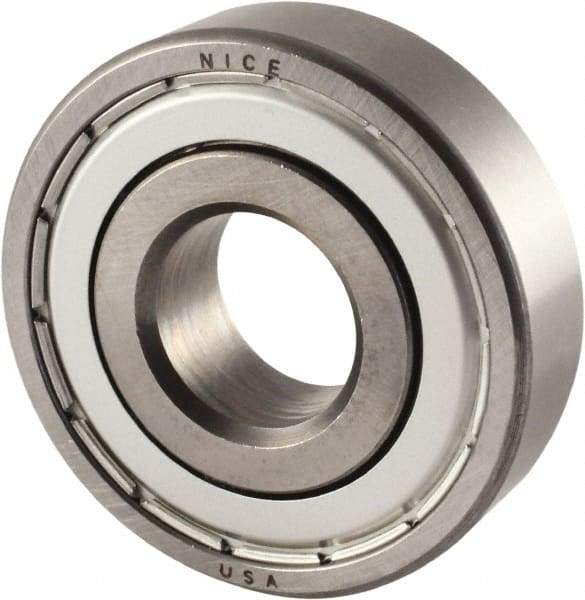 Nice - 1" Bore Diam, 2" OD, Double Shield Semi Ground Extra Light Radial Ball Bearing - 9/16" Wide, 1 Row, Round Bore, 1,350 Lb Static Capacity, 1,480 Lb Dynamic Capacity - USA Tool & Supply