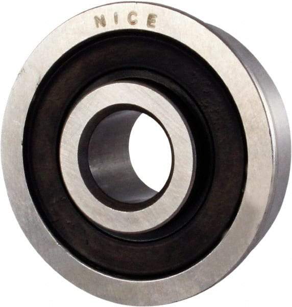 Nice - 1/4" Bore Diam, 11/16" OD, Double Seal Semi Ground Extra Light Radial Ball Bearing - 5/16" Wide, With Flange, 1 Row, Round Bore, 170 Lb Static Capacity, 255 Lb Dynamic Capacity - USA Tool & Supply