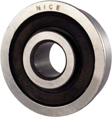 Nice - 3/8" Bore Diam, 7/8" OD, Double Seal Semi Ground Extra Light Radial Ball Bearing - 11/32" Wide, With Flange, 1 Row, Round Bore, 255 Lb Static Capacity, 325 Lb Dynamic Capacity - USA Tool & Supply