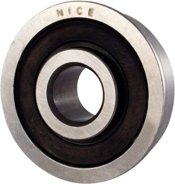 Nice - 3/8" Bore Diam, 1-1/8" OD, Double Seal Semi Ground Extra Light Radial Ball Bearing - 3/8" Wide, With Flange, 1 Row, Round Bore, 475 Lb Static Capacity, 600 Lb Dynamic Capacity - USA Tool & Supply