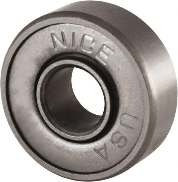 Nice - 3/16" Bore Diam, 11/16" OD, Double Shield Semi Ground Extra Light Radial Ball Bearing - 1/4" Wide, 1 Row, Round Bore, 170 Lb Static Capacity, 255 Lb Dynamic Capacity - USA Tool & Supply