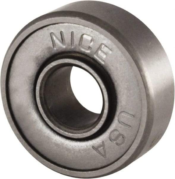 Nice - 5/16" Bore Diam, 7/8" OD, Double Shield Semi Ground Extra Light Radial Ball Bearing - 9/32" Wide, 1 Row, Round Bore, 255 Lb Static Capacity, 325 Lb Dynamic Capacity - USA Tool & Supply