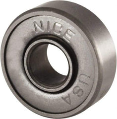 Nice - 1/4" Bore Diam, 11/16" OD, Double Shield Semi Ground Extra Light Radial Ball Bearing - 1/4" Wide, 1 Row, Round Bore, 170 Lb Static Capacity, 255 Lb Dynamic Capacity - USA Tool & Supply