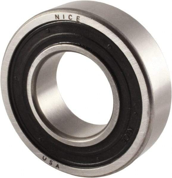 Nice - 1-1/8" Bore Diam, 2-1/2" OD, Double Seal Precision Ground Radial Ball Bearing - 5/8" Wide, 1 Row, Round Bore, 2,120 Lb Static Capacity, 3,864 Lb Dynamic Capacity - USA Tool & Supply