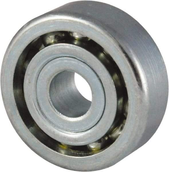 Nice - 5/16" Bore Diam, 1-1/16" OD, Open Unground Full Complement Radial Ball Bearing - 3/8" Wide, 1 Row, Round Bore, 602 Lb Dynamic Capacity - USA Tool & Supply