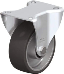 Blickle - 4" Diam x 1-37/64" Wide x 4-59/64" OAH Top Plate Mount Rigid Caster - Silicone Rubber, 220 Lb Capacity, Plain Bore Bearing, 3-15/16 x 3-3/8" Plate - USA Tool & Supply