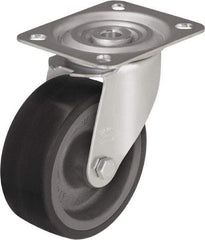 Blickle - 5" Diam x 1-37/64" Wide x 5-7/8" OAH Top Plate Mount Swivel Caster - Silicone Rubber, 264 Lb Capacity, Plain Bore Bearing, 3-15/16 x 3-3/8" Plate - USA Tool & Supply