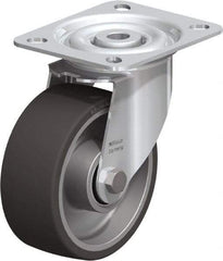 Blickle - 4" Diam x 1-9/16" Wide x 4-59/64" OAH Top Plate Mount Swivel Caster - Polyurethane-Elastomer, 220 Lb Capacity, Ball Bearing, 3-15/16 x 3-3/8" Plate - USA Tool & Supply