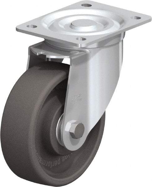 Blickle - 6" Diam x 2" Wide x 7-1/2" OAH Top Plate Mount Swivel Caster - Heat-Resistant Nylon, 770 Lb Capacity, Ball Bearing, 5-1/2 x 4-3/8" Plate - USA Tool & Supply