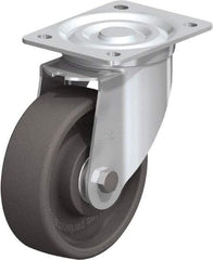 Blickle - 6" Diam x 2" Wide x 7-1/2" OAH Top Plate Mount Swivel Caster - Heat-Resistant Nylon, 770 Lb Capacity, Ball Bearing, 5-1/2 x 4-3/8" Plate - USA Tool & Supply