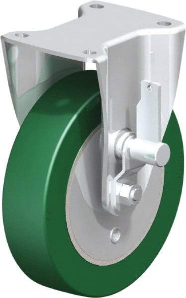 Blickle - 8" Diam x 2" Wide x 9-41/64" OAH Top Plate Mount Rigid Caster - Polyurethane-Elastomer Blickle Softhane, 1,760 Lb Capacity, Ball Bearing, 5-1/2 x 4-3/8" Plate - USA Tool & Supply