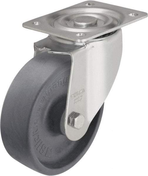 Blickle - 6" Diam x 2" Wide x 7-1/2" OAH Top Plate Mount Swivel Caster - Heat-Resistant Nylon, 770 Lb Capacity, Plain Bore Bearing, 5-1/2 x 4-3/8" Plate - USA Tool & Supply