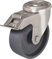Blickle - 4" Diam x 1-3/16" Wide x 4-59/64" OAH Hollow Kingpin Mount Swivel Caster with Brake - Heat-Resistant Nylon, 330 Lb Capacity, Plain Bore Bearing, Hollow Kingpin Stem - USA Tool & Supply