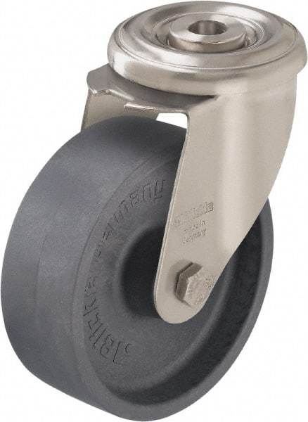Blickle - 5" Diam x 1-9/16" Wide x 5-7/8" OAH Hollow Kingpin Mount Swivel Caster - Heat-Resistant Nylon, 330 Lb Capacity, Plain Bore Bearing, Hollow Kingpin Stem - USA Tool & Supply
